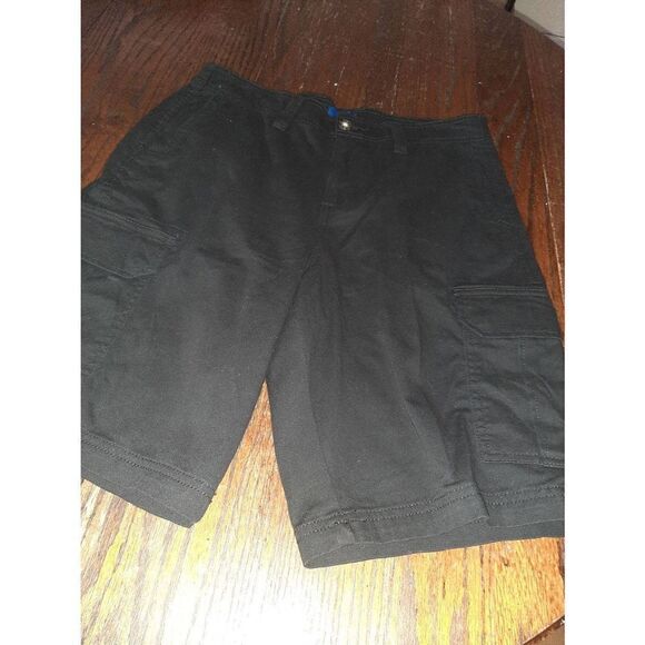 Mens Size 30 George Black Flat Front Cargo Carpenter Shorts with Pockets - Picture 1 of 4